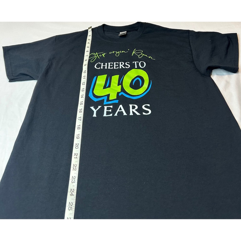Gildan DryBlend Mens Large Black Cheers To 40 Years Ryan Graphic T-Shirt